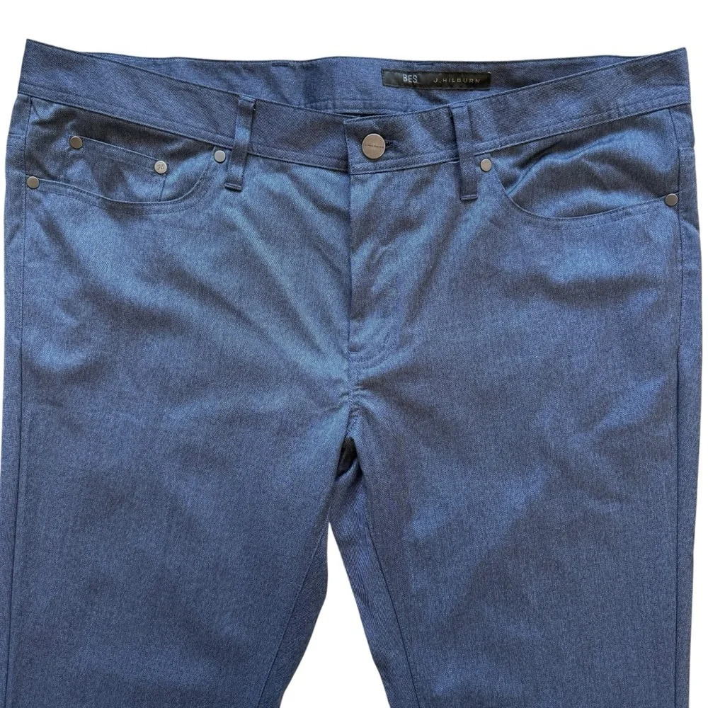 J. Hilburn Pants Mens 40x30 Blue Denim Look Straight Leg 5-Pocket Stretch Wool
